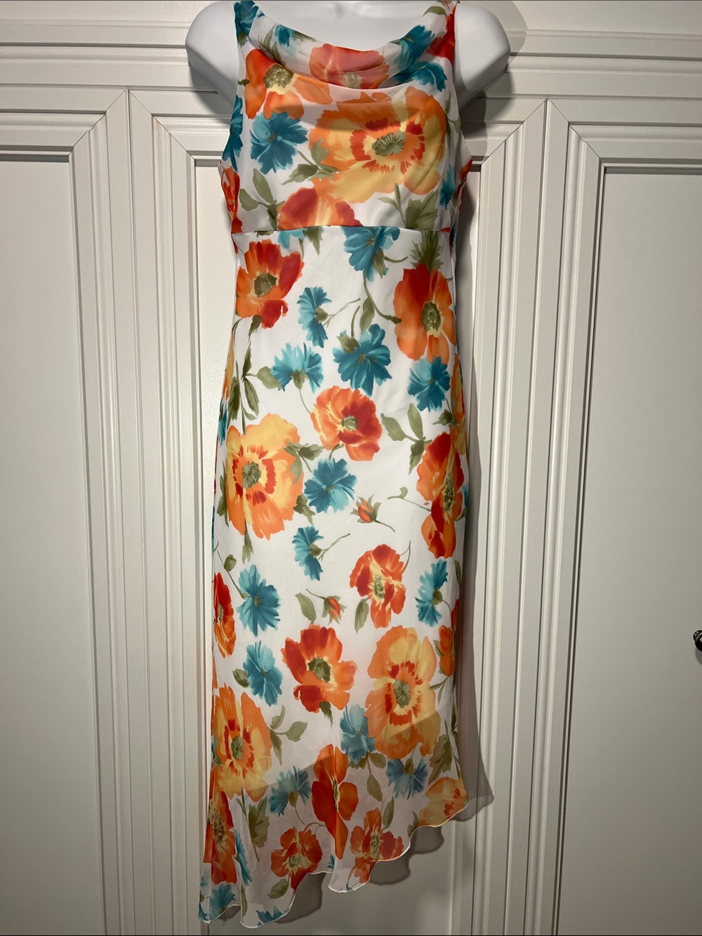 My Michelle - Floral Summer Dress with Orange & Teal Floral Print SZ 7/8